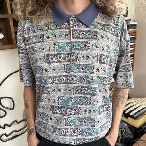 Vintage 80s Tropical Fish Cotton Polo by Burma Bibas ~ Size Large